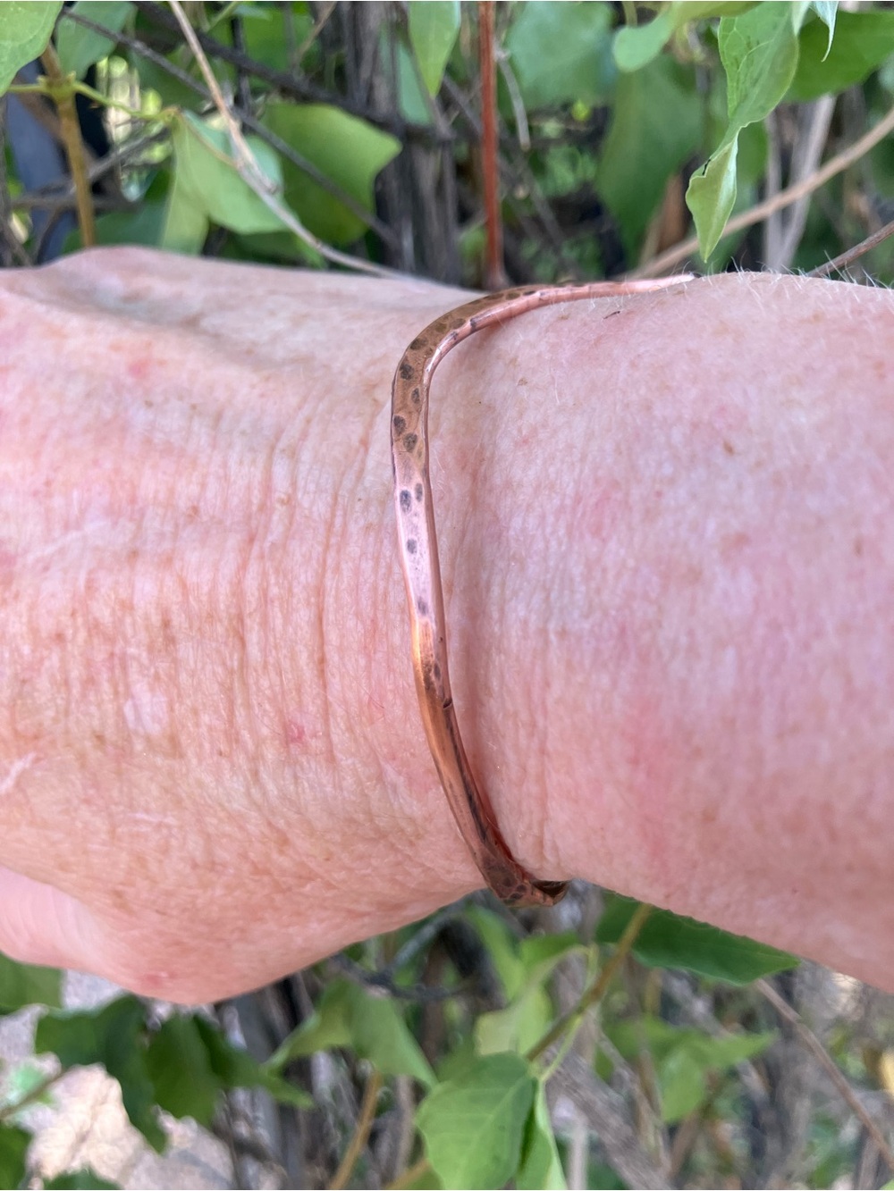 Delicate Hand Crafted Hammered Copper Bangle - Picture 4 of 6
